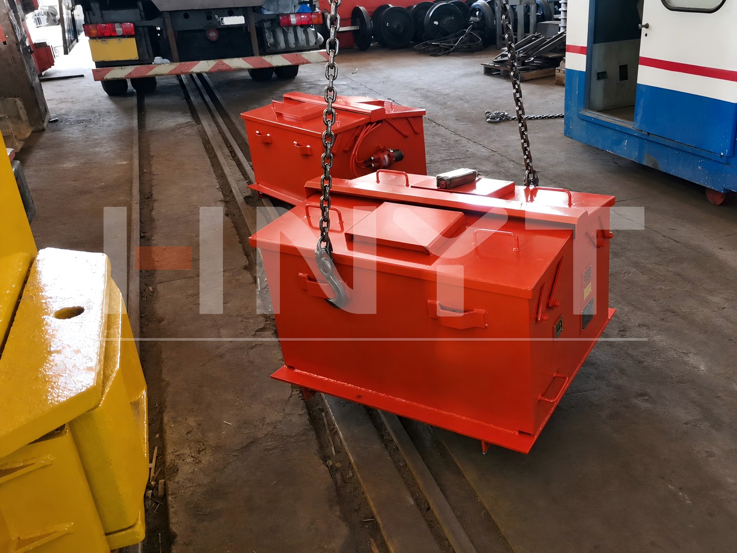 Two explosion-proof power supplies lifted for loading before shipment.jpg Two explosion-proof power supplies lifted for loading before shipment.jpg
